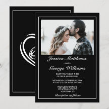 Hart Modern Minimalistisch Zwart Foto Bruiloft