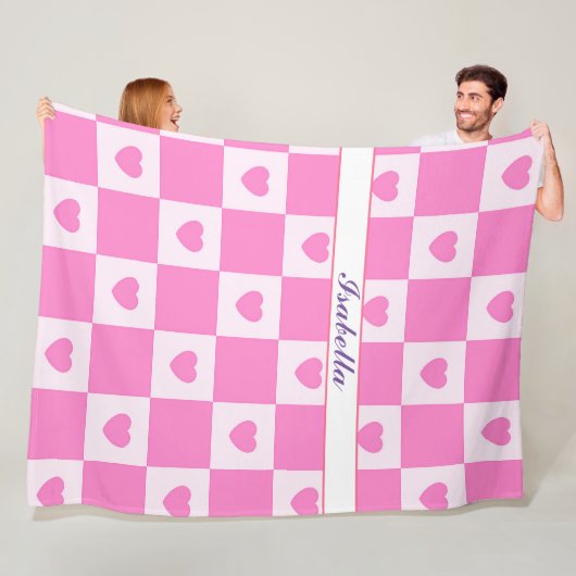 Hart Modern Pink Love Collectie Fleece Deken (In situ)