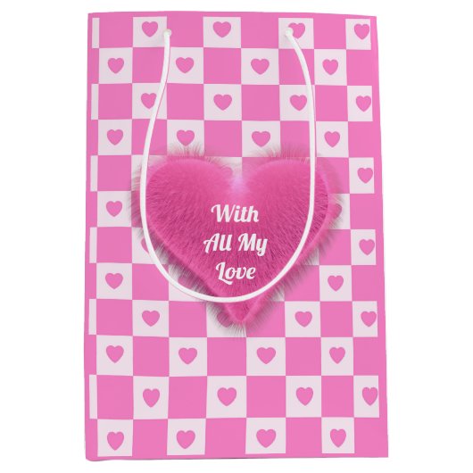 Hart Modern Pink Love Collectie Medium Cadeauzakje (Voorkant)