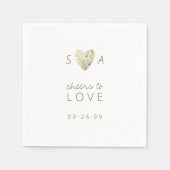 Hart Modern Rustiek Boho Bloemen Groen Bruiloft Servet (Voorkant)