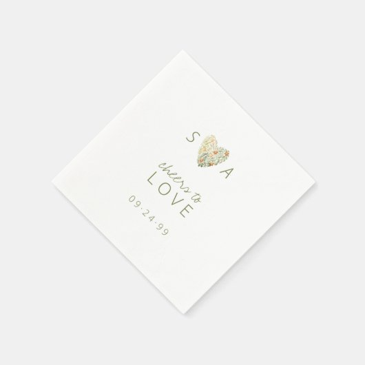 Hart Modern Rustiek Boho Bloemen Groen Bruiloft Servet (Hoek)