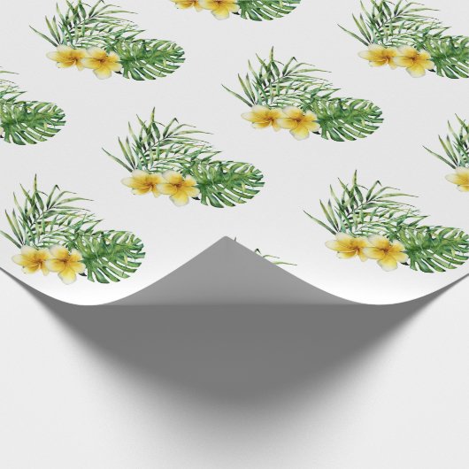 Hart Moderne Gele Bloemige Tropisch Cadeaupapier (Hoek)