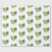 Hart Moderne Gele Tropische Bloemen Cadeaupapier (Vlak)