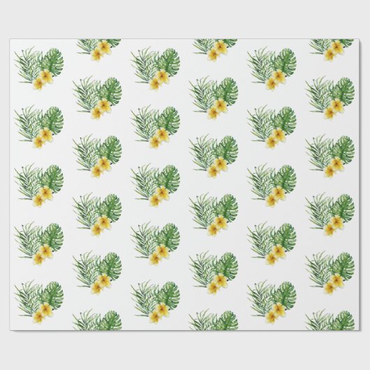 Hart Moderne Gele Tropische Bloemen Cadeaupapier (Vlak)