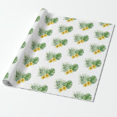 Hart Moderne Gele Tropische Bloemen Cadeaupapier (Uitgerold)