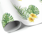 Hart Moderne Gele Tropische Bloemen Cadeaupapier (Rol Hoek)