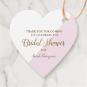 Hart Moderne Gepersonaliseerde Roze Gouden Bruidsd Bedankjes Labels (Achterkant)