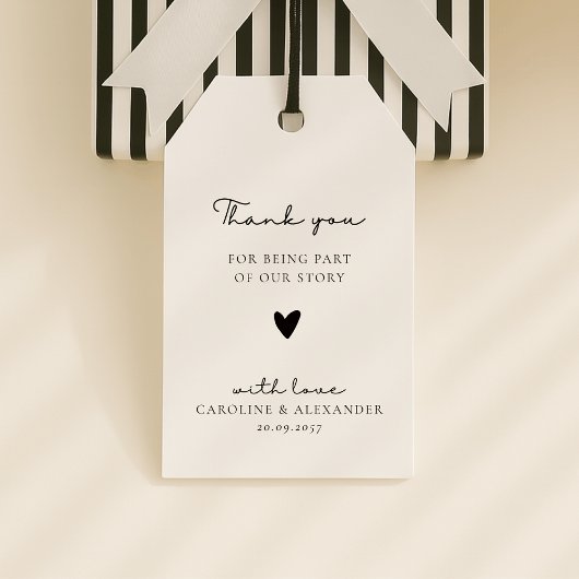 Hart, moderne typografie trouw dank je cadeau cadeaulabel