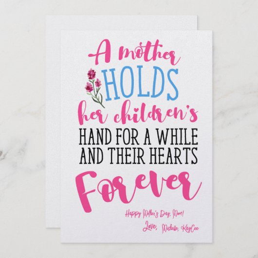 Hart Moederdag Kaart - Schattigee moeder Quote Pri (Voorkant / Achterkant)