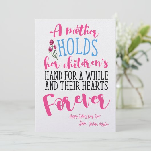 Hart Moederdag Kaart - Schattigee moeder Quote Pri (Staand voorkant)
