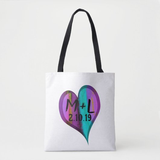 hart-monogram aangepaste gepersonaliseerde tas (Voorkant)