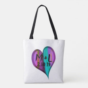 hart-monogram aangepaste gepersonaliseerde tas