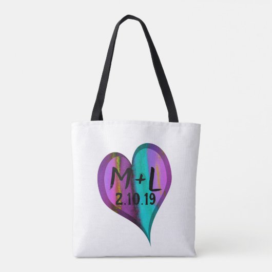 hart-monogram aangepaste gepersonaliseerde tas (Achterkant)