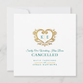 Hart monogram afgeblazen bruiloft liefde geduldig aankondiging (Achterkant)