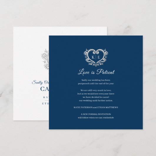 Hart monogram afgeblazen bruiloft liefde patiënt b aankondiging (Voorkant / Achterkant)