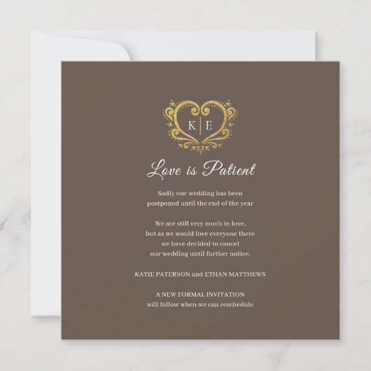 Hart monogram afgeblazen bruiloft liefde patiënt b aankondiging (Voorkant)