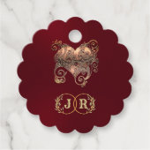 Hart & Monogram Bedankt - Bordeaux Bedankjes Labels (Voorkant)