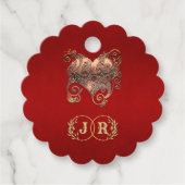 Hart & Monogram Bedankt - Rood Bedankjes Labels (Voorkant)
