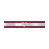 Hart-monogram - Bourgondië/Zilver Uitnodigingen Wikkel (Vlak)