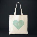 Hart Monogram bruiloft gunst Tote Bag<br><div class="desc">Cute girly bold grafie modern hartvormig ontwerp met de gepersonaliseerde monogram initialen van de bruid en de bruidegom en de aangepaste trouwdatum. Ideaal voor canvas tassen, Valentijnsdag, verjaardagsgeschenk of elke gelegenheid om te trouwen! Klik op de knop "Aanpassen" om uw eigen aangepaste tekst toe te voegen en lettertypen en kleuren...</div>