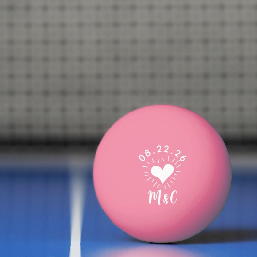 Hart Monogram Bruiloft Pingpongbal (Net)