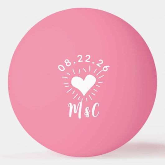 Hart Monogram Bruiloft Pingpongbal (Achterkant)