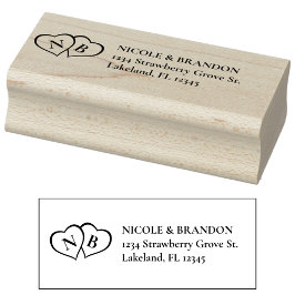 Hart Monogram Bruiloft Retouradres Rubberstempel
