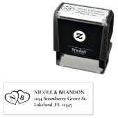 Hart Monogram Bruiloft Retouradres Zelfinktende Stempel (In situ)