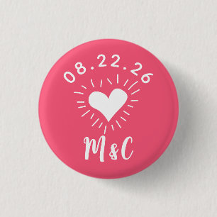 Hart Monogram Bruiloft Ronde Button 3,2 Cm