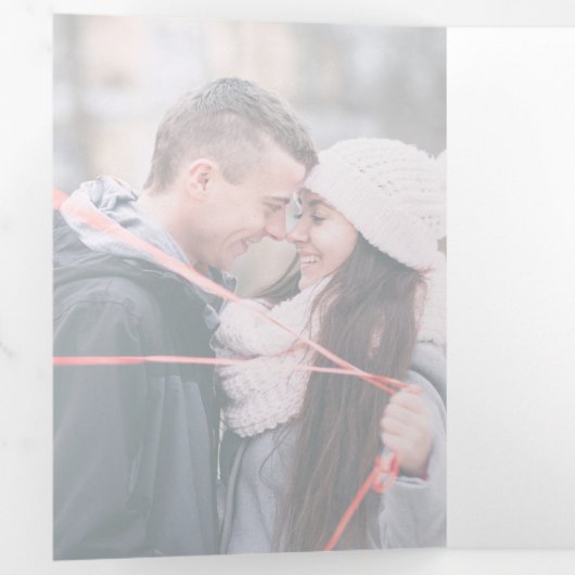 Hart monogram foto goud groen bruiloft programma (Binnenzijde eerst)