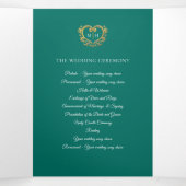 Hart monogram foto goud groen bruiloft programma (Binnenkant midden)