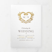 Hart monogram foto goudbruin trouwprogramma drieluik programma (Cover)