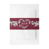 Hart Monogram & Glitter op Bourgondië Uitnodigingen Wikkel (Voorkant Voorbeeld)