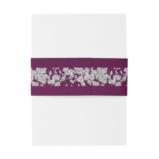 Hart Monogram & Glitter op Plum Uitnodigingen Wikkel (Achterkant Voorbeeld)