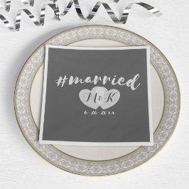 Hart Monogram Hashtag Getrouwd Servetten