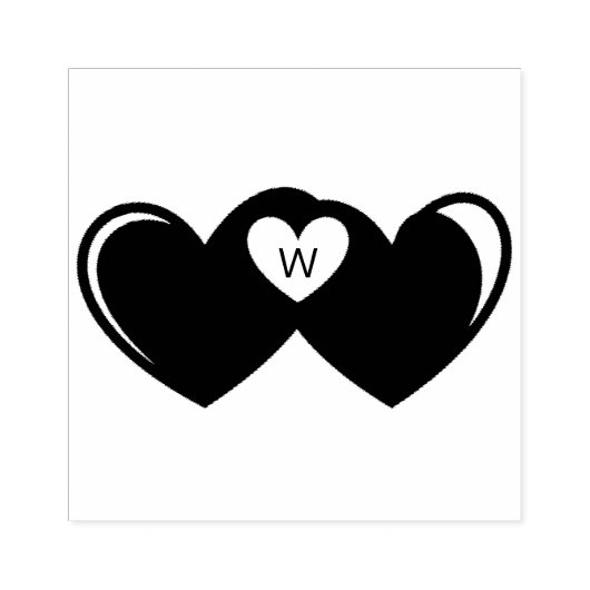 Hart Monogram Hout Art Stamp Rubberstempel (Afrduk)