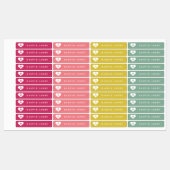 Hart Monogram Kleurrijk Waterdicht Naam Labels (Vel)