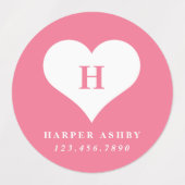 Hart Monogram Kleurrijk Waterdicht Naam Labels (Design 2)