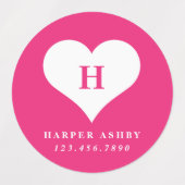 Hart Monogram Kleurrijk Waterdicht Naam Labels (Design 1)