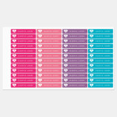 Hart Monogram Kleurrijk Waterdicht Naam Labels (Vel)