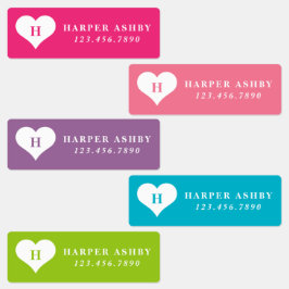 Hart Monogram Kleurrijk Waterdicht Naam Labels