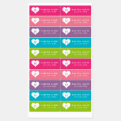 Hart Monogram Kleurrijk Waterdicht Naam Labels (Vel)