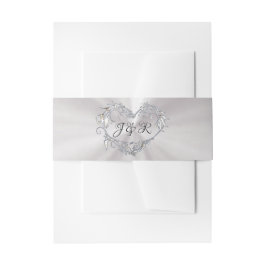 Hart-monogram op witte parel uitnodigingen wikkel