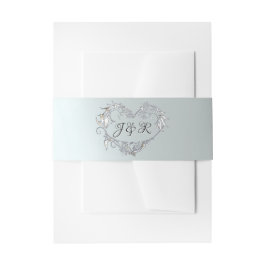 Hart-monogram op zilver uitnodigingen wikkel