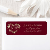 Hart-monogram retouradres - bordeauxrood etiket (Insitu)