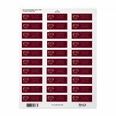 Hart-monogram retouradres - bordeauxrood etiket (Full Sheet)