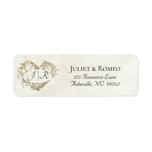 Hart-monogram retouradres - Crème Etiket (Voorkant)