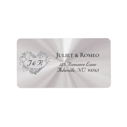 Hart-monogram retouradres - Witte parel Etiket (Voorkant)