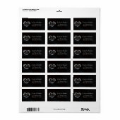 Hart-monogram retouradres - Zwart Etiket (Full Sheet)