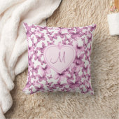Hart Monogram Roze Vlinder Kussen (Deken)